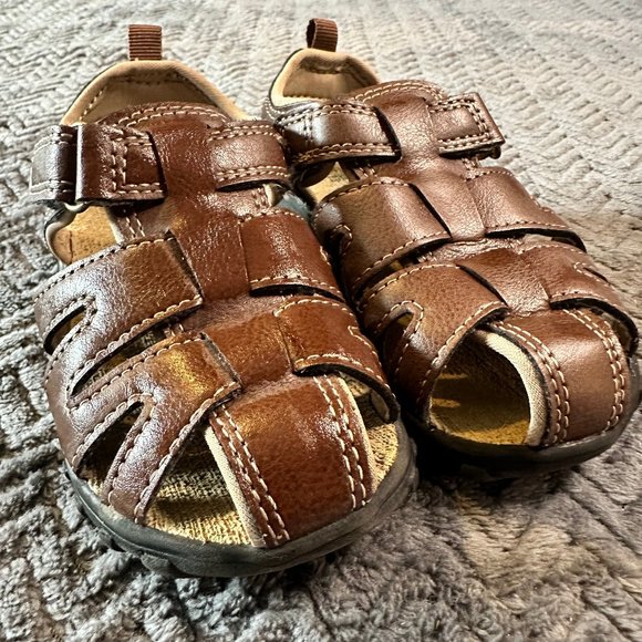 Open-Toed Brown Dress Sandals - Picture 1 of 5